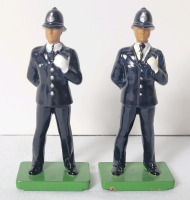 Two (2) Britains " Bobby - London Police Officer " 54mm Metal Figures .