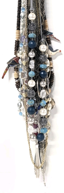 19 Vintage to Modern Necklaces up to 30" Long incl Neat Gold Tone Pinecone, Dyed Stone & Wooden Birds