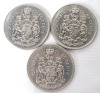 1968 - 2002 Canadian 50 Cent Half Dollar Coins . 1968 &times;2 , 1969 , 1972 , 1973 , 1974 , 1986 & 2002 &times;2 . Nine (9) Coins - 3