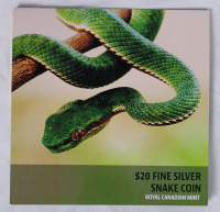 2013 Canadian Fine Silver $20 Twenty Dollar " Year of the Snake " Coin . Uncirculated