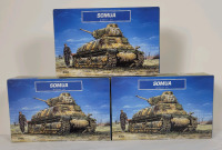 Three (3) Sealed Heller SOMUA Tank Plastic Model Kits , 1:72 Scale .