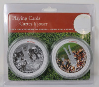 2004 (1904-) Open Championship of Canada Round Playing Cards , 2 Sealed Decks . 3" diameter