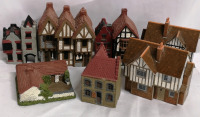 8 Model Buildings - Resin & Cardboard - 1.75 to 4.5" Tall