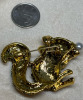 Rhinestone Enamel Squirrel Brooch Holding a Pearl - 3