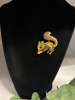 Rhinestone Enamel Squirrel Brooch Holding a Pearl - 4