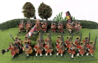 8 Handpainted Quartets of Cast Metal English Foot Soldiers on Flocked Bases : 1st Foote Guards & 3rd (The Buffs) Regiments | Approx 1.25" Tall