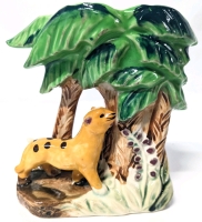 Vintage Shaffords Hand Decorated Ceramic Leopard in Jungle Wall-Mounted Planter | 4.45" x 2.2" x 5.25" Tall