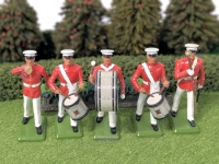 5 1986-87 BRITAINS Enamel Lead American US Marine Drum and Bugle Corps , Complete Set w/Extra Drummer . Approx 2.25" Tall