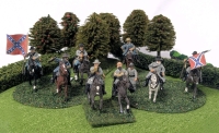4 PC Handpainted Cast Metal & Plastic Confederate Soldiers, Mounted & on Foot, All on Flocked Bases : Lt. Gen Richard Ewell, Lee, Longstreet + | Up to 2.5" Tall