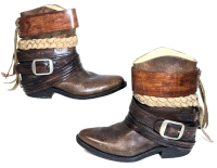 Fantastic Women's Mezcal-Style Brown Leather Boho Western Ankle Boots | No Size Listed, 10.25" From Toe to Heel