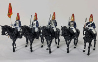 Metal Toy Soldiers " Mounted Blues and Royal Standard Bearer " , 54mm . Complete Set of 5