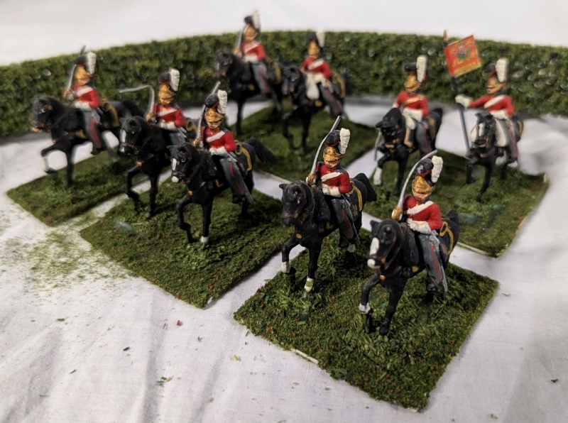 9 Cavalry Hand Painted Lead Miniatures. 2" Tall.