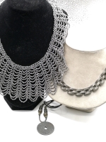 3 Metal Tone Necklaces - Beaded Collar +