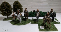 4 Hand Painted Metal Based Miniature Napoleonic Generals On Flocked Bases Approx. 1.25" Tall & Approx. 2" On Horseback
