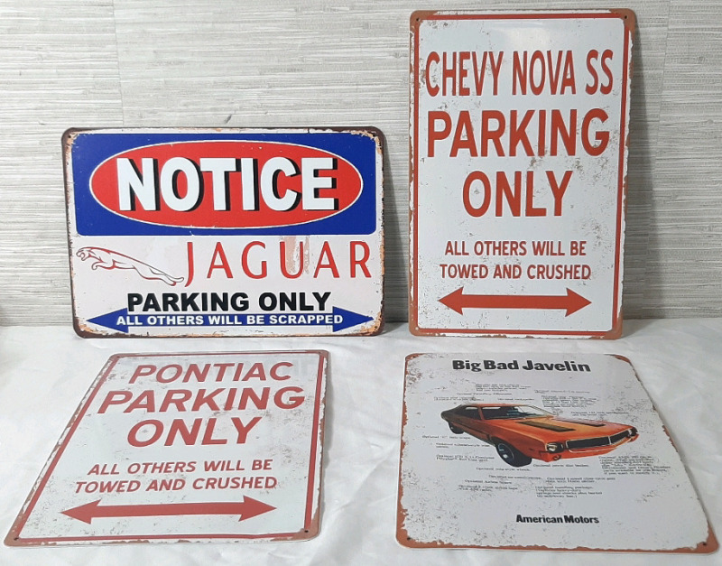 4 New Car Parking Metal Signs (12"X8")