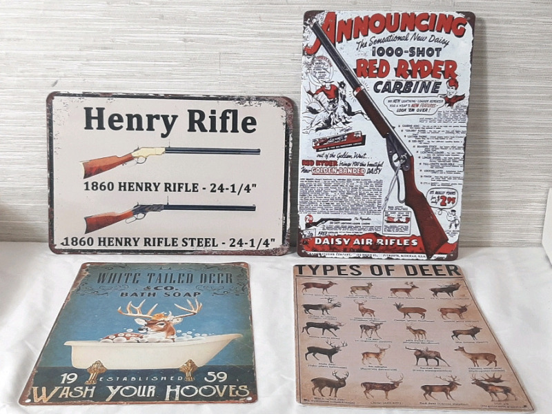 4 New Hunting Metal Signs (12"X8")