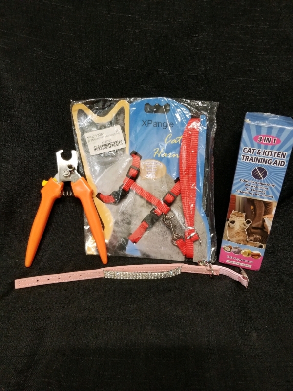 Lot of New Pet Products, Including Two Different Cat Harnesses, Bell Cat Collar & nail clippers