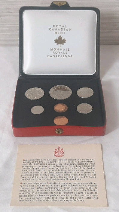 1973 Royal Canadian Mint Canadian Coins Uncirculated in Leather Case