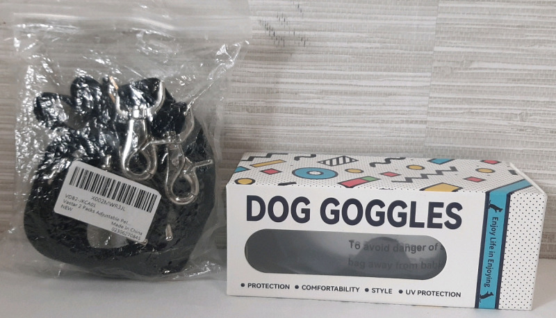 Lot of New Dog Wellness Products, Including a Pair of New Dog Goggles & New 2 Adjustable Dog Leashes