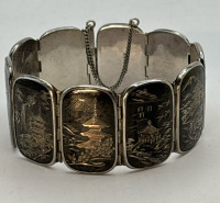 Vintage Estate Sterling (950) Japanese Panel Bracelet