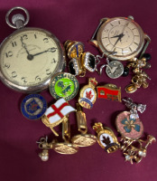 Vintage Jewellery Pocket Watch Pins Earrings