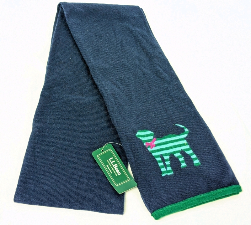 New LL BEAN Critter Knitted Scarf | Cotton, Nylon, Angora Rabbit Hair Mix | 5.75" x 65" Long