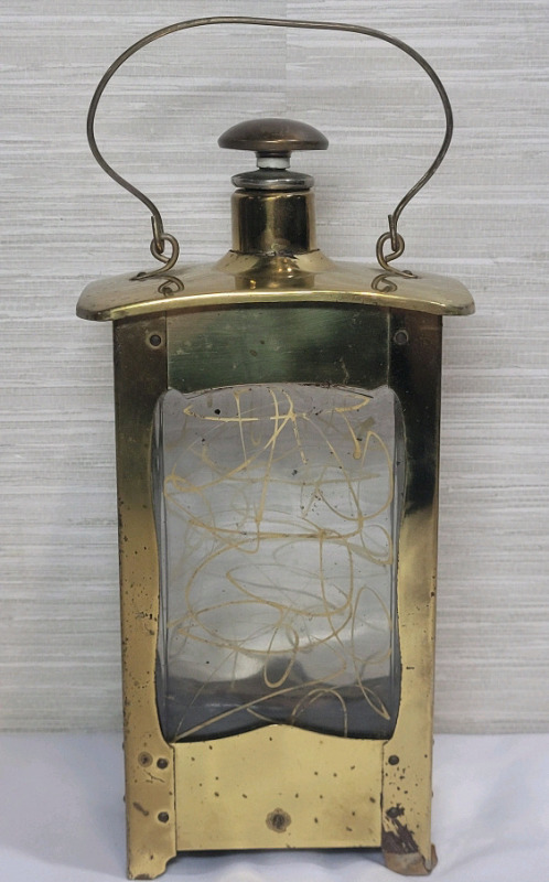Ucago 1960s Mid-Century Modern Brass Music Box Liquor Decanter , Made in Japan .