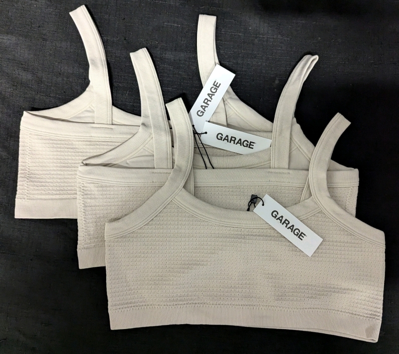 3 New Women's Size Small | GARAGE Sage Waffle Seamless Micro Cropped Tank Tops