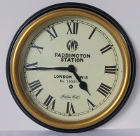 Thomas Kent Clocks Paddington Station London Circular Wall Clock , Made In England . Measures 9" diameter . Tested Working