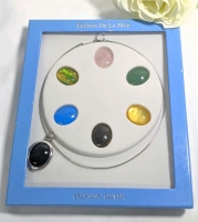 Gorgeous New in Box TRESOR DE LA MET Sterling Silver Stamped 925 Necklace w 7 Interchangeable Stones | 18" Long