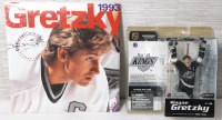 Wayne Gretzky Collectibles, Including NHL Legends McFarlane's 1988-1996 Los Angeles Kings Figure & 1993 Wayne Gretzky Monthly Calendar