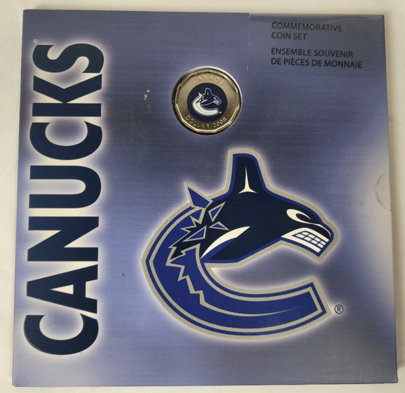 2008 Canadian Vancouver Canucks Colored Loonie Coin Set , Uncirculated