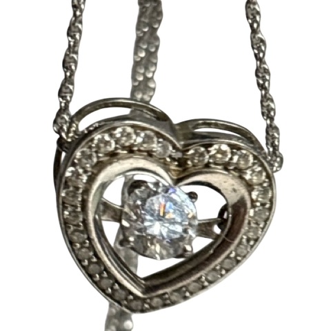 Sterling Pendant & Chain Articulated Dancing CZ Heart