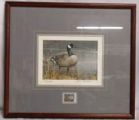 Framed 1986 Canada Goose Lithograph Print #ed 7141/15,294 Signed by Robert Bateman with Collector Stamp Signed
