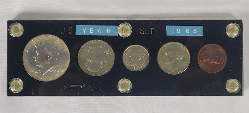 1965 USA Coin Set with Silver 50 Cent Kennedy Half Dollar