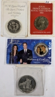 1860-2011 Coin Lot Including White Metal Medal By Bennett of Sarum, c. 1860, 1984 Ascension Island Prince Andrew Royal Visit Coin, 1990 Queen Mother's Birthday Commemorative Coin & 2011 The Royal Wedding Toronto Star Commemorative Coin