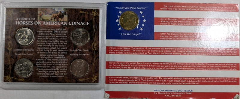 Coin Lot Containing 1999-2007 4 Coin Set A Tribute To Horses On American Coinage & Remember Pearl Harbor Coin