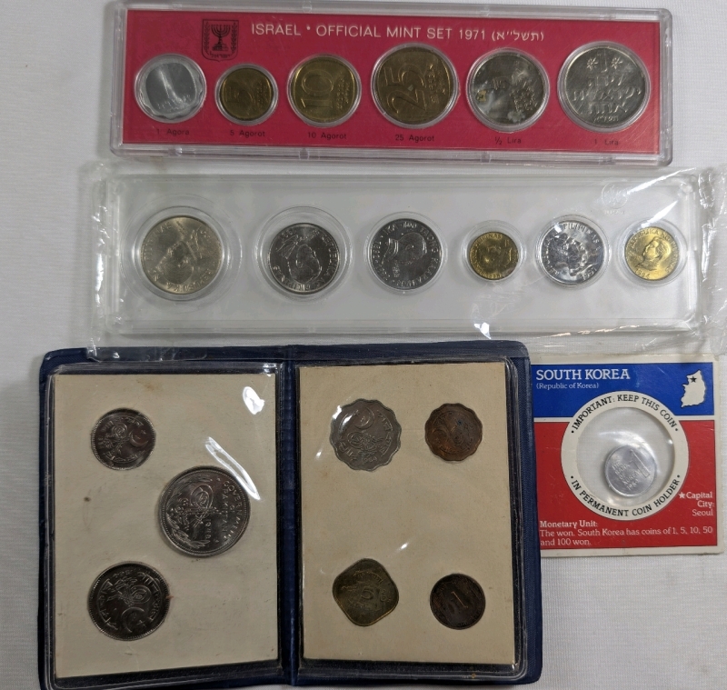 Lot Of Coins From Around The World Set From Pakistan, Set From Phillipines, Set From Israel & Single Coin From S. Korea