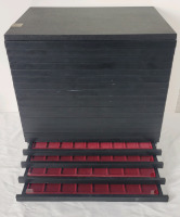 21 Drawer Wooden Coin Case with Seventy One (71) 1999 - 2010 Canadian Pictorial Quarters . Drawers hold 24 to 54 Coins .