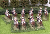 5 Pairs 28mm Handpainted Cast Metal British Wargaming Figures : 16th Light Dragoons on Flocked Bases | 2" Tall