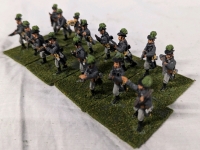 8 Pairs (16 Figures) of Hand Painted Lead Figures. Labelled as 6th Jager and 17th Jager. On Flocked Base. 1.5" Tall.