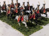 6 Pairs (12 total) of Hand-painted Lead Calvery Figures. Painted as Hussar D'Irtousk with Flocked Base. 2" Tall.