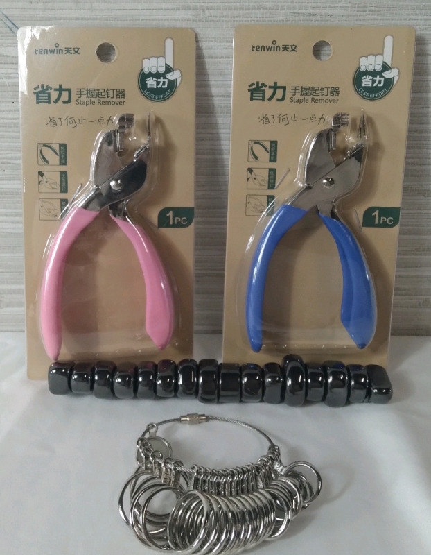 Various Accessories Lot 2 Tenwin Staple Remover, Key Bracelet and 16Pc Hematite Magnetic Stones