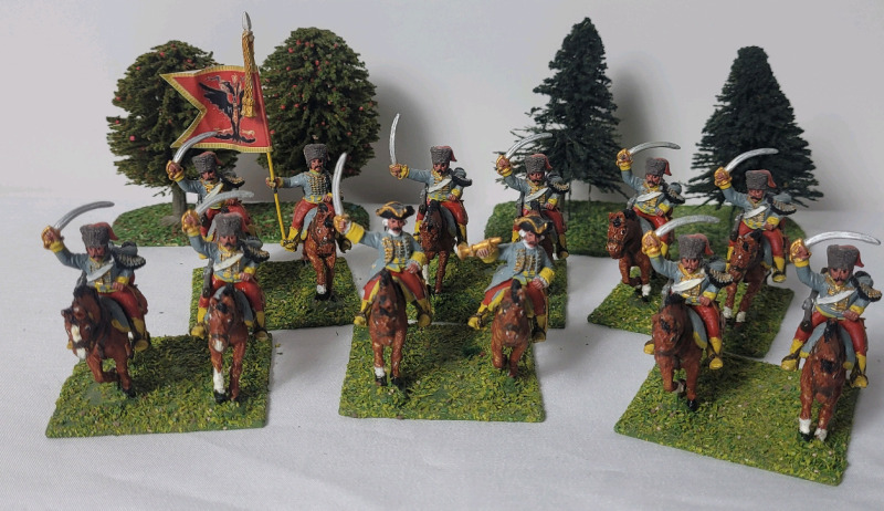 Six (6) Pairs Handpainted 28mm Cast Metal French 3rd Hussar Regiment Esterhazy Napoleonic Wars Wargaming Miniatures .