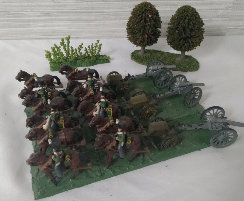 3 Piece Lead Napoleonic Wars Infantry & Canons Miniatures on Stands Hand Painted