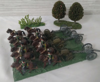 3 Piece Lead Napoleonic Wars Infantry & Canons Miniatures on Stands Hand Painted