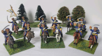 Six (6) Pairs Handpainted 28mm Cast Metal Austro-Hungarian Kaiser Hussar Regiment Napoleonic Wars Wargaming Miniatures .