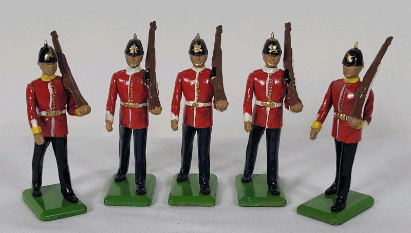 Five (5) Britains " The Middlesex Regiment " Metal Toy Soldiers , 54mm