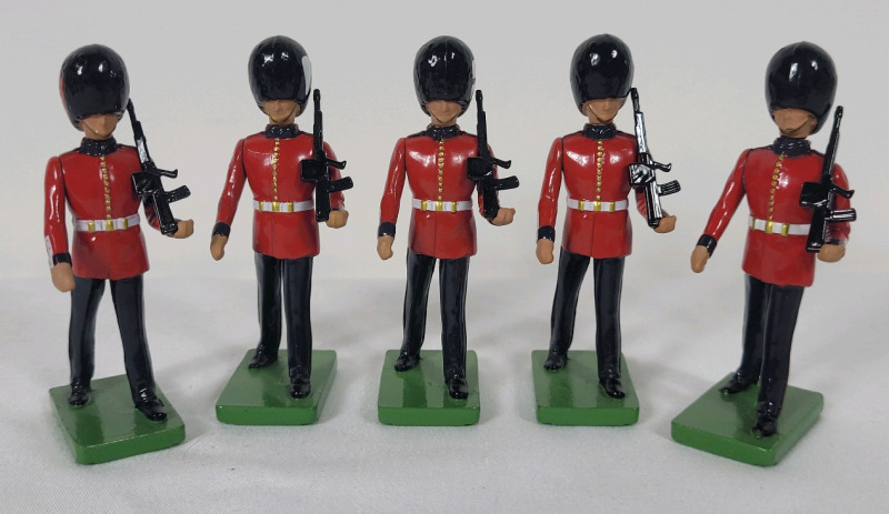 Five (5) Britains " Scots Guardsman " Metal Toy Soldiers , 54mm