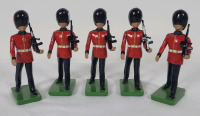 Five (5) Britains " Scots Guardsman " Metal Toy Soldiers , 54mm